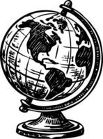 A vintage style illustration showing historical globe vector