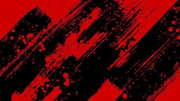 Red background with diagonal black brush strokes and scattered red drops. vector