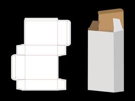 Reverse Tuck end box Dieline Template 6x2.5x8 Inch vector
