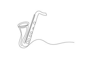 Saxophone in a Single Line Minimalist Musical Instrument Illustration, vector
