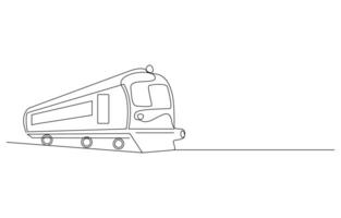 Modern High-Speed Train in Continuous Line Art drawing vector