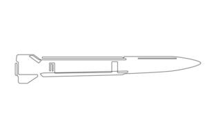 ,Line drawing of a missile or rocket, Single-Line Drawing of a Missile Launch vector