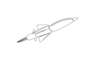 Continuous Line Drawing of a Rocket in Flight vector