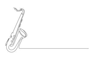 Saxophone instrument musical one continuous line art drawing vector