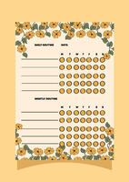 Routine tracker with floral design vector