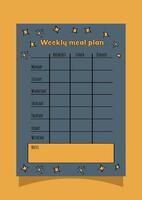 Colorful weekly meal plan template vector