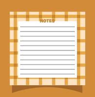 sticky note, memo pad with plaid pattern background vector