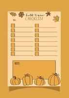 self care checklist with pumpkins vector