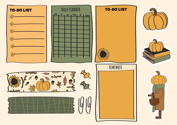 planning and journaling stickers, memo pads, and planner pages