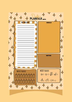 daily planner with gold star pattern background