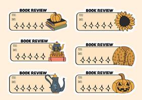 Book review templates with fall illustrations vector