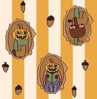 Whimsical pumpkin cartoon art illustration vector