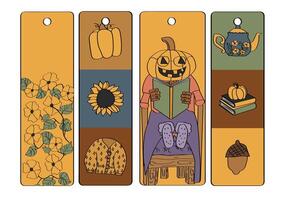 Autumn-themed bookmarks collection vector