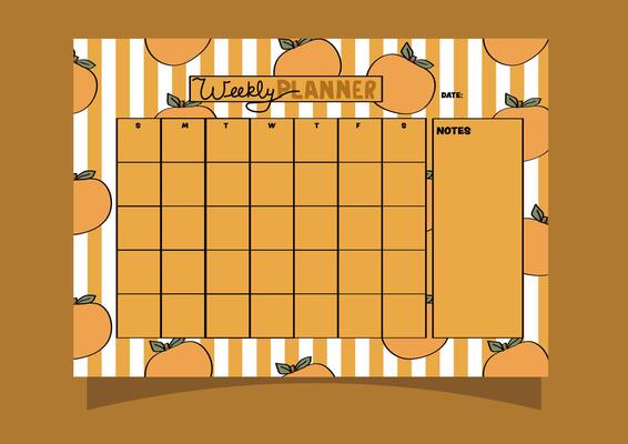 orange stripe pattern weekly planner. Planner for monthly and daily organizing.