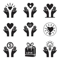 Volunteer and Donation Icons in Simple Style vector