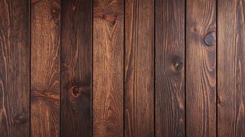 Dark polished wooden planks with deep natural grain texture, featuring rich brown tones and vertical alignment for interior design or flooring use. photo