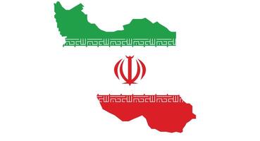 A green and red map outline of Iran with a central emblem. vector