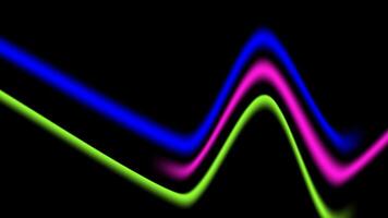 light wave curves in green pink and blue on black background vector