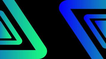 Abstract gradient triangle frames in green and blue on black background forming modern tech inspired geometric composition vector