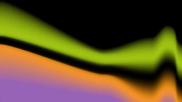 Diagonal glowing waves in Halloween colors green orange and purple over black background with smooth abstract motion effect vector