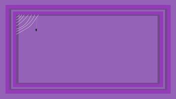 Purple Halloween background with spider hanging from web in corner frame design for spooky seasonal message vector