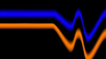 Vibrant blue and orange neon wave lines on black background showcasing abstract motion and futuristic energy flow concept vector