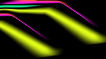 Flowing neon light trails in yellow magenta green and orange on black background showcasing abstract futuristic energy movement vector