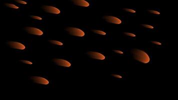 Falling glowing orange oval shapes on black background creating motion effect with futuristic and abstract digital energy concept vector