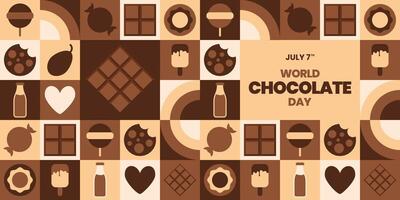 World Chocolate Day background for web template, landing page with geometric mosaic vector
