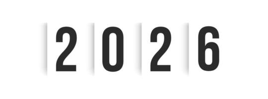 2026 Paper Cut Typography With Shadows. Elegant Vertical Sheets With Numbers For Calendar Design, Office Decor, Corporate Timeline, Or Editorial Use. Illustration vector