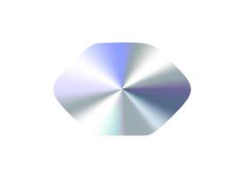 Glossy Chrome Gradient Rounded Pentagon Shape Sale Tag, Premium Label, Discount Badge or Original Product Sticker. Iridescent Holographic Emblem for Branding and Packaging Design. Illustration vector