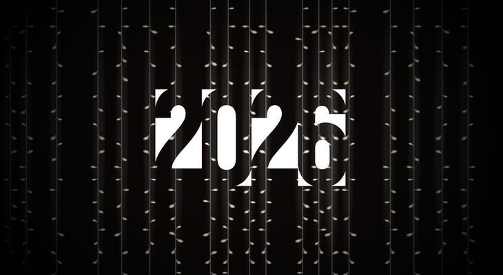 2026 Typography With Glowing Lights Background. Sparkling Festive Scene For Luxury Celebrations, Night Party Flyers, New Year Cards Or Stylish Holiday Marketing. Illustration.