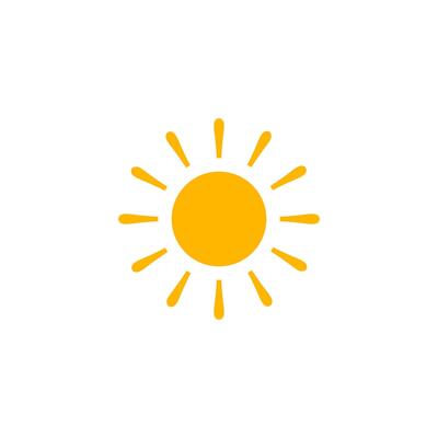 Sun Icon Long Rays Flat Design. Great For Weather UI, Solar Energy, Summer Concepts, And Bright Interface Elements. Clean Modern Shape. Illustration.