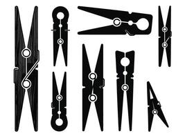 Set of different clothespins isolated on white background vector