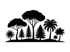 A collection of various tree silhouettes displaying different styles and formats vector