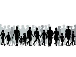 Silhouette of a crowd of people set vector