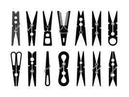 Best collection illustration of household clothes pegs isolated on white background. Set of different clothes pegs vector