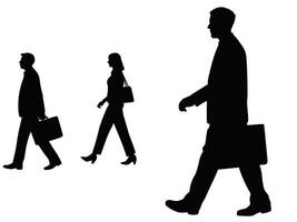 Silhouette of a set of business people walking, a group of business people walking on a white background vector