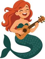 Cartoon Mermaid Playing Guitar Illustration vector