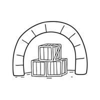 A crate stacked in an underground bunker vector