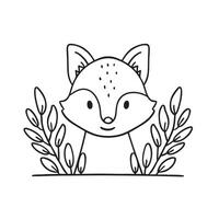A fox peeking out from under heavy brush vector