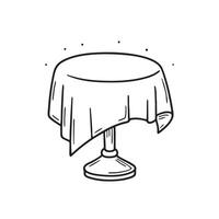 A table uneven due to folded cloth under one of its legs vector