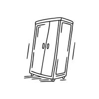 A cabinet leaning forward with its door left wide open vector