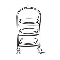 A stack of trays leaning to the left on a serving trolley vector