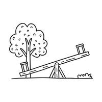 A tilted seesaw with one end under a tree in the park vector