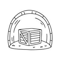 A closed umbrella table set near a locked patio gate vector