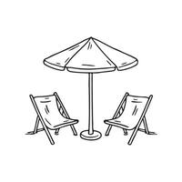 A dusty umbrella table placed next to empty lounge chairs at a resort vector