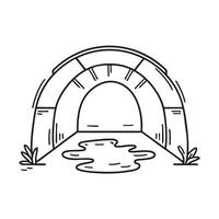Water collecting in the center of a concrete underpass vector