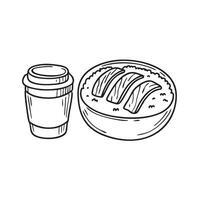Unagi rice bowl beside a drink lid and used wet tissue vector