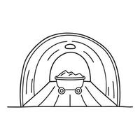 A cart rolling through an empty tunnel under the road vector